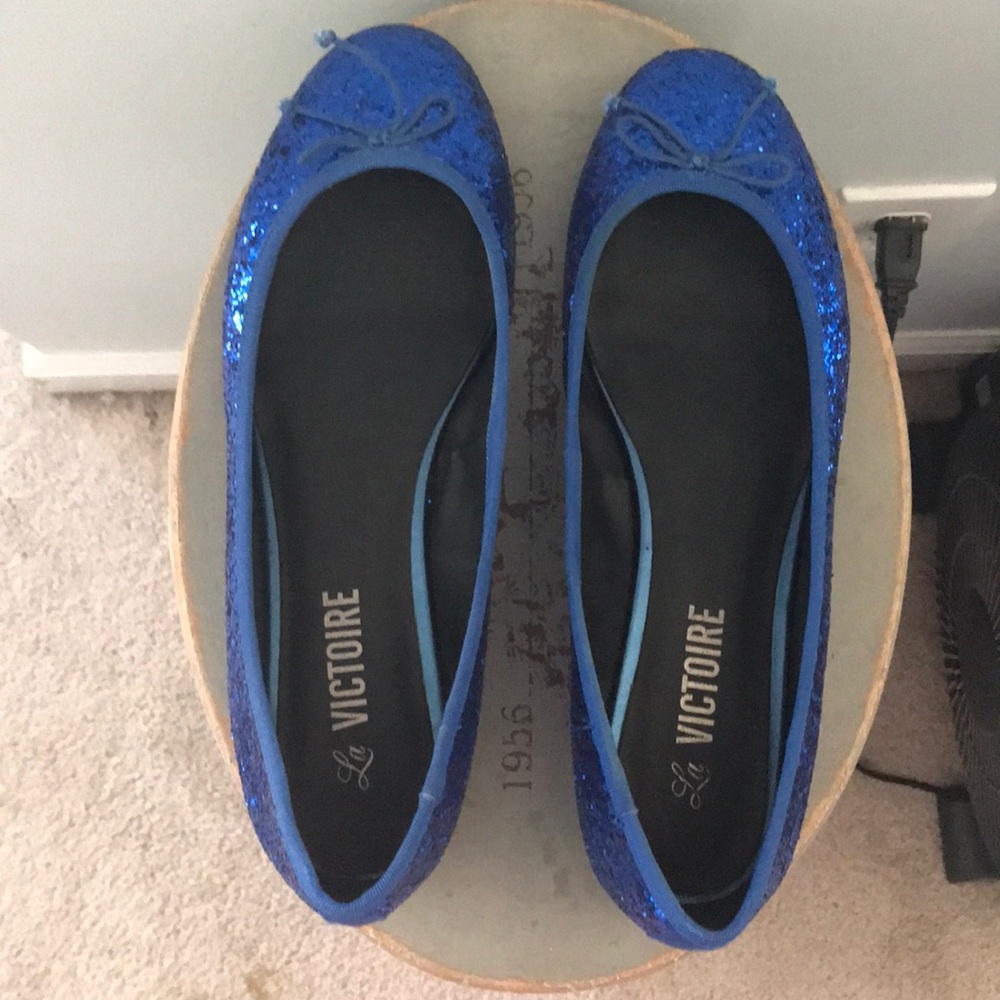 La Victoire Glitter Blue flats